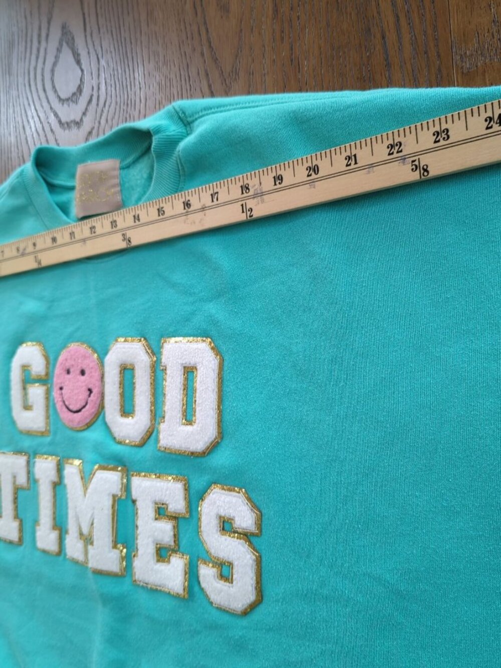 Judith March Good Times Sweatshirt Size S Teal GOOD TIMES Made USA - Picture 8 of 11